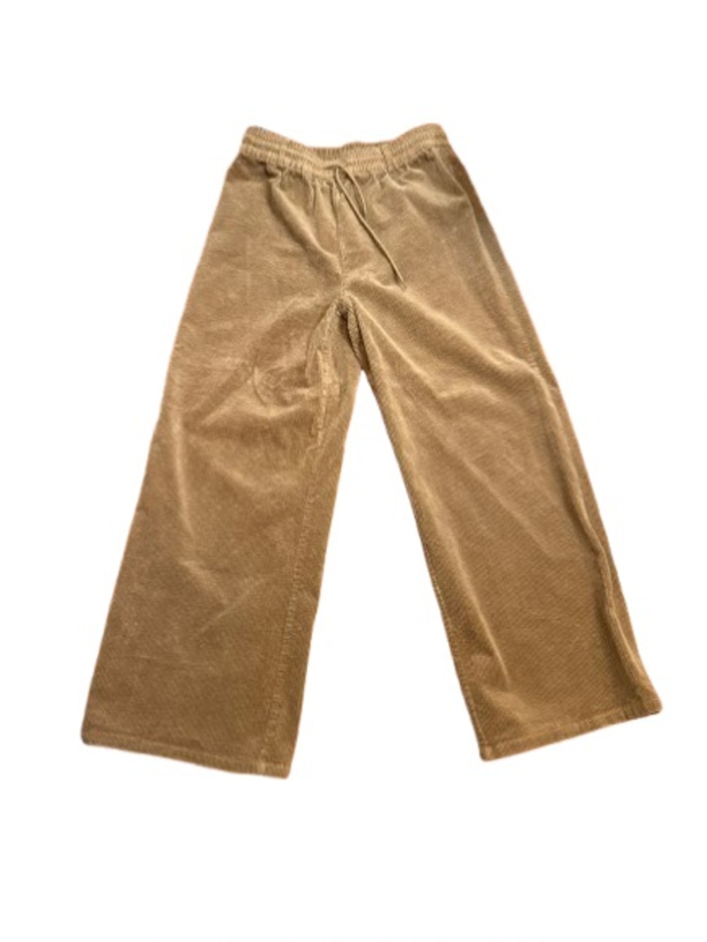 White Fox Boutique Tan Corduroy Wide Leg Drawstring Pants Size Medium